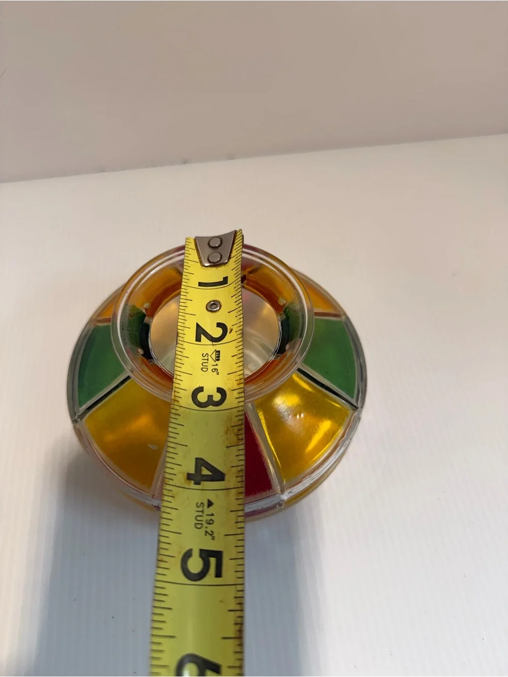 Vintage Mid-Century Multi-Color Paneled Glass Votive Tealight Candle Holder